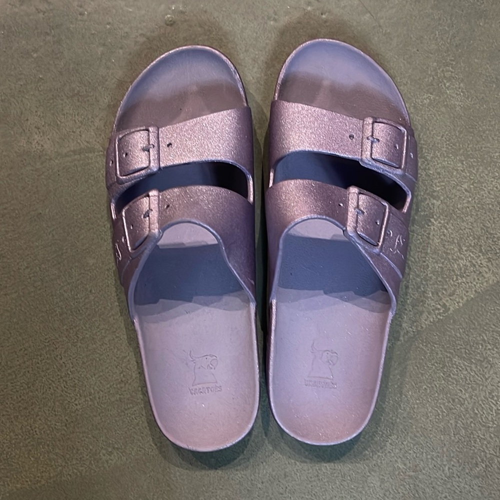 Cacatoes Flat Sandals (size 41/42) Lavender Sparkle